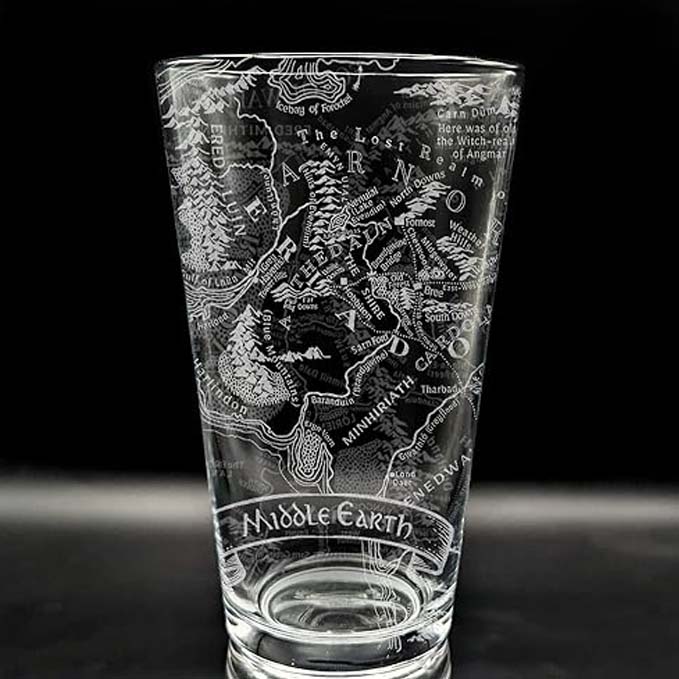 Map of Middle Earth Engraved 16oz Pint Glass