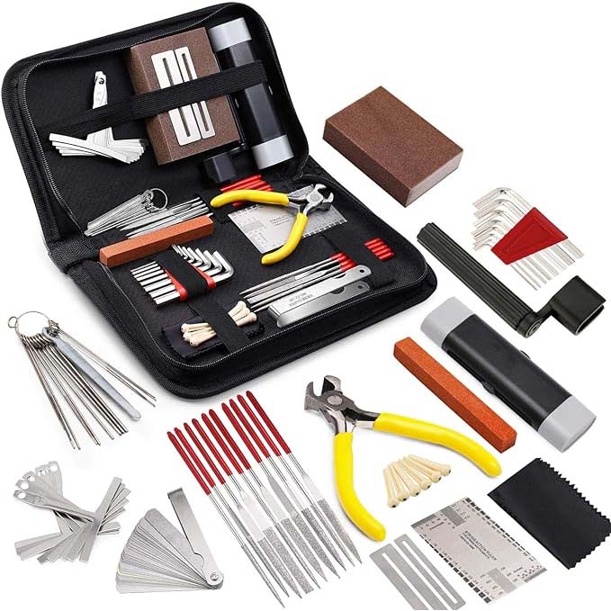 MIFOGE 45Pcs Guitar Repairing Maintenance Tool Kit with Carry Bag